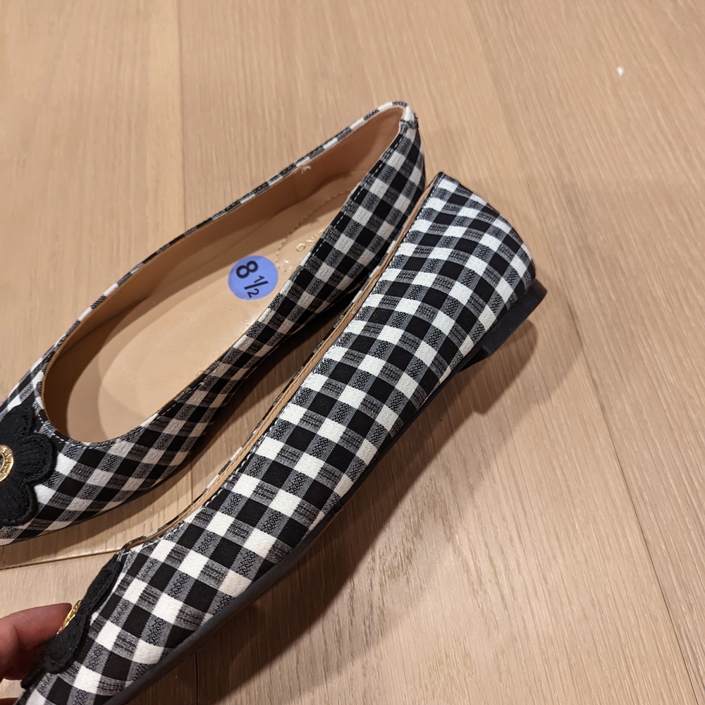 Black and White Checkered Women's Flats - Picture 7 of 10